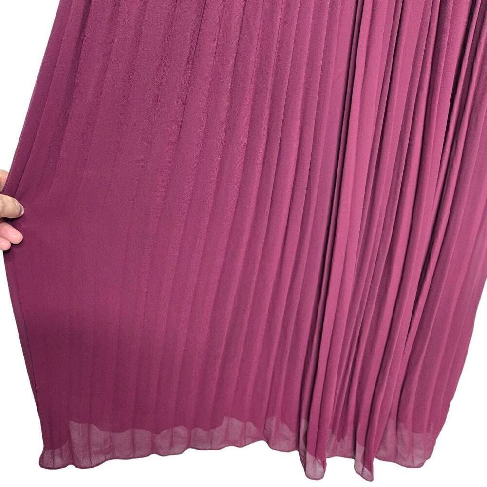 Lulu's Embroidered Bustier Pleated Skirt Burgundy Red Strapless Maxi Dress Small - Picture 4 of 7